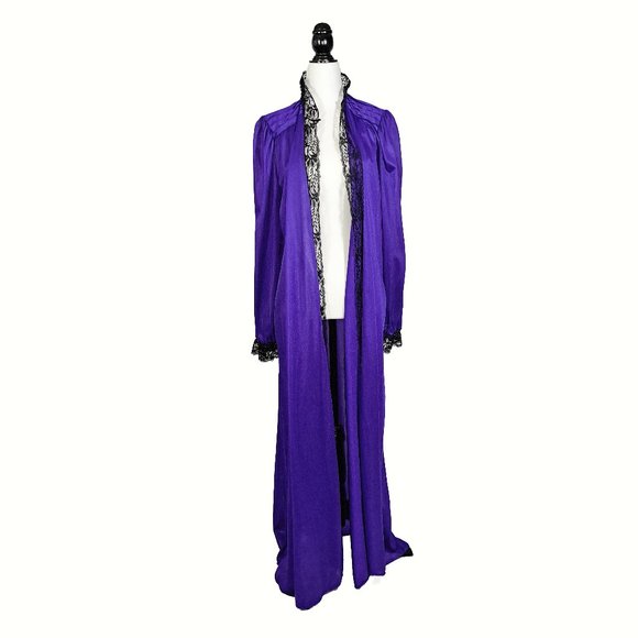 Purple Sheer Nylon Lace Robe Vintage New! - Picture 5 of 7